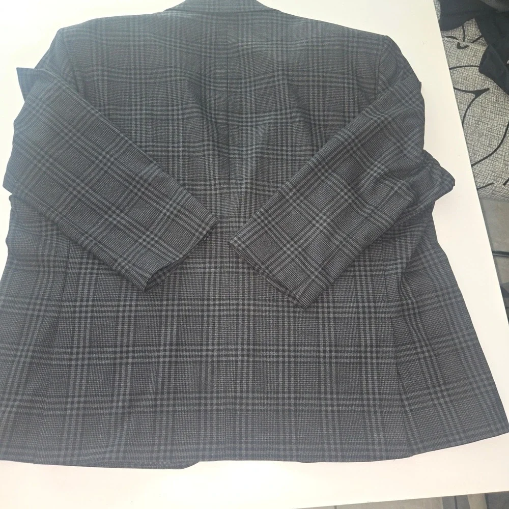 Oak Hill DXL Mens Grey Glen Plaid Blazer Jacket 3XL 54R 56R Two Button Stretch